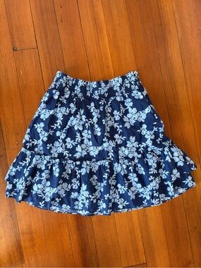 J. Crew Navy Floral Ruffle Mini Skirt
